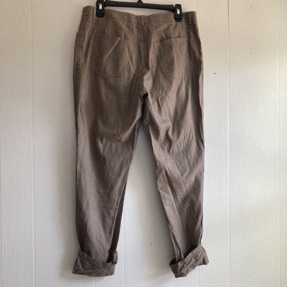 Akris Punto Womens Pants Trousers Deep Cuffs Pin Striped Tan Career Summ… - Picture 2 of 10